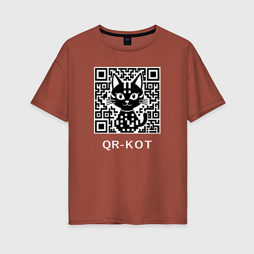 Женская футболка оверсайз QR-кот / Кирпичный – фото 1