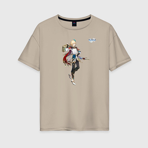 Женская футболка оверсайз Кавех из Геншин Импакт / Миндальный – фото 1