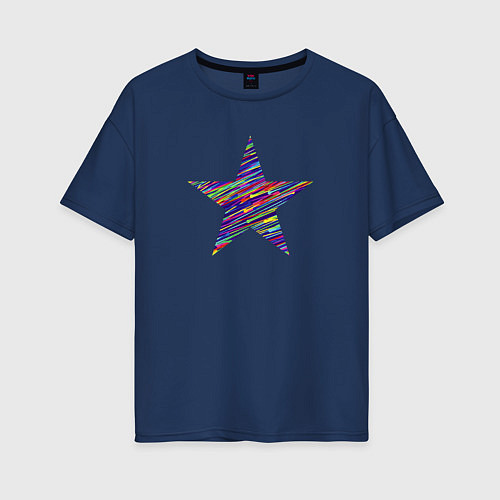 Женская футболка оверсайз Абстрактная звезда / Тёмно-синий – фото 1