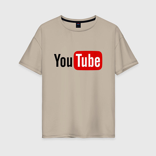 Женская футболка оверсайз You tube logo / Миндальный – фото 1