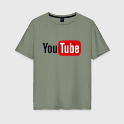 Футболка оверсайз женская You tube logo, цвет: авокадо