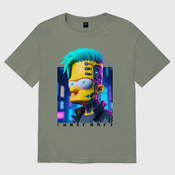 Женская футболка оверсайз Кибер Барт - нейросеть фантазия