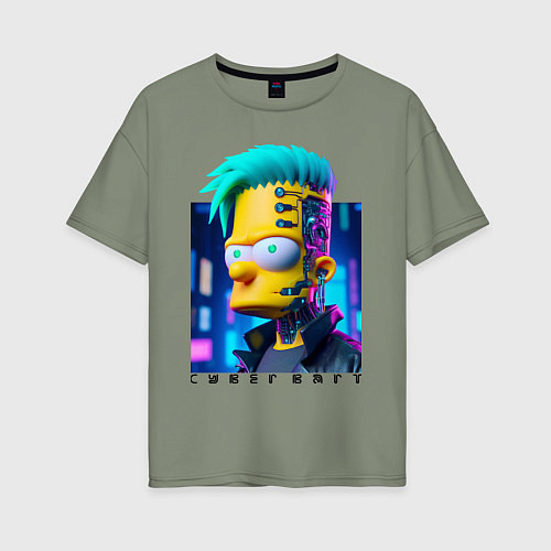 Женская футболка оверсайз Кибер Барт - нейросеть фантазия / Авокадо – фото 1