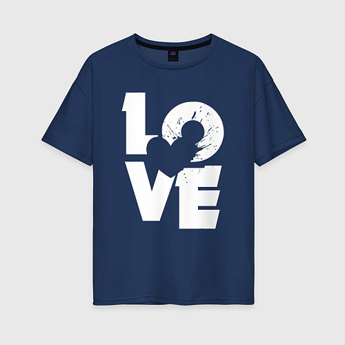 Женская футболка оверсайз Love heart / Тёмно-синий – фото 1