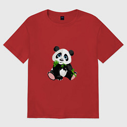 Футболка оверсайз женская Красивый медведь панда, цвет: красный