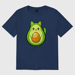Футболка оверсайз женская Авокадо кот мем, цвет: тёмно-синий