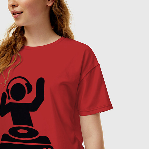 Женская футболка оверсайз Dj party / Красный – фото 3