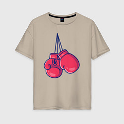 Футболка оверсайз женская Перчатки для бокса, цвет: миндальный
