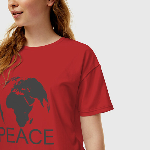 Женская футболка оверсайз Peace the world / Красный – фото 3