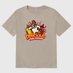 Футболка оверсайз женская Жареный цыплёнок, цвет: миндальный
