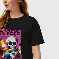 Футболка оверсайз женская Bart Simpson and skateboard - extreme, цвет: черный — фото 2