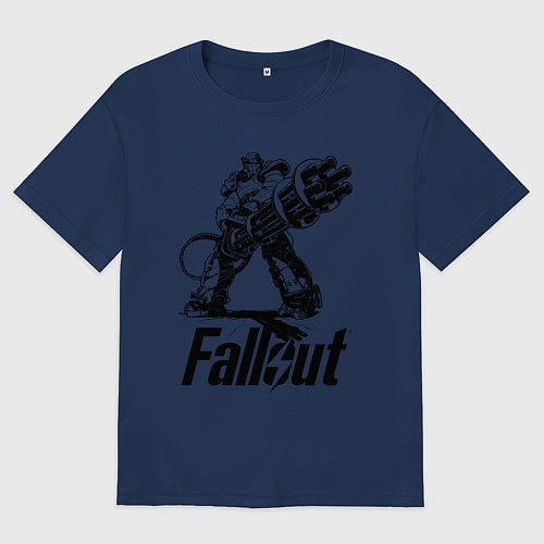 Женская футболка оверсайз Фоллаут - силовая броня / Тёмно-синий – фото 1