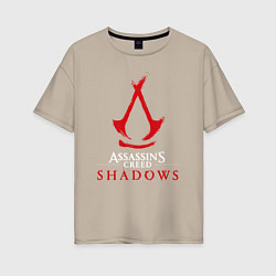 Женская футболка оверсайз Assassins creed shadows logo