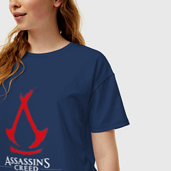 Футболка оверсайз женская Assassins creed shadows logo, цвет: тёмно-синий — фото 2