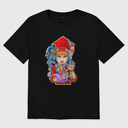 Женская футболка оверсайз Девушка космонавт СССР