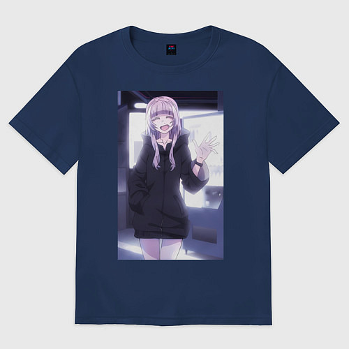 Женская футболка оверсайз Надзуна Нанакуса - Песнь ночных сов / Тёмно-синий – фото 1