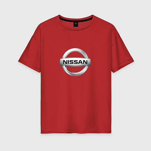 Женская футболка оверсайз Nissan logo / Красный – фото 1