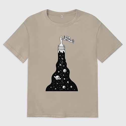 Женская футболка оверсайз Художник космонавт / Миндальный – фото 1