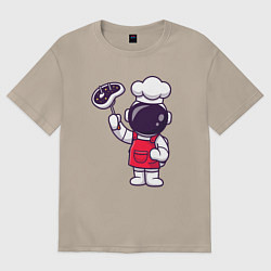 Футболка оверсайз женская Повар космонавт, цвет: миндальный