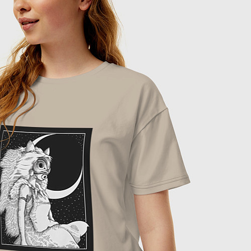 Женская футболка оверсайз Принцесса Сан / Миндальный – фото 3