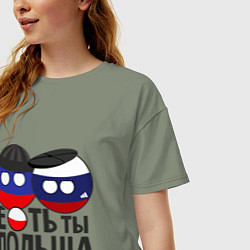 Футболка оверсайз женская Е...ть ты Польша, цвет: авокадо — фото 2