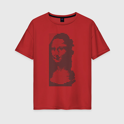 Женская футболка оверсайз Mona Lisa text / Красный – фото 1