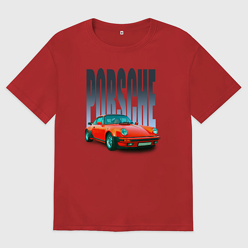 Женская футболка оверсайз Порше 911 немецкий спорткар / Красный – фото 1