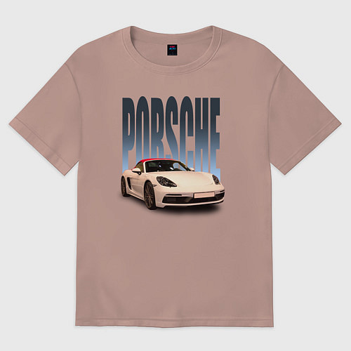 Женская футболка оверсайз Porsche 911 Turbo винтажный немецкий автомобиль / Пыльно-розовый – фото 1