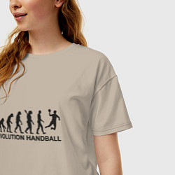 Футболка оверсайз женская Эволюция гандбола, цвет: миндальный — фото 2