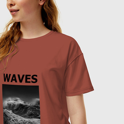 Женская футболка оверсайз Waves / Кирпичный – фото 3