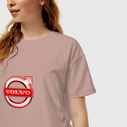 Футболка оверсайз женская Volvo red logo, цвет: пыльно-розовый — фото 2