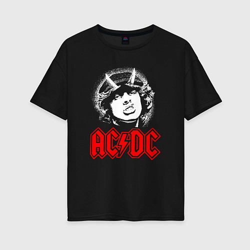 Женская футболка оверсайз ACDC Angus Young rock / Черный – фото 1