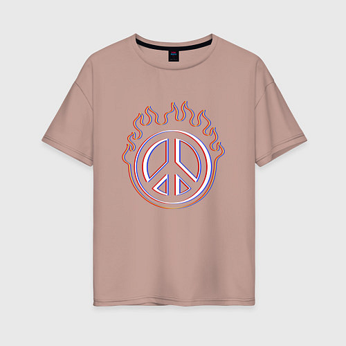 Женская футболка оверсайз Пламя мира / Пыльно-розовый – фото 1