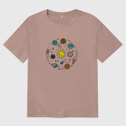 Женская футболка оверсайз Вокруг солнца за 365 дней / Пыльно-розовый – фото 1