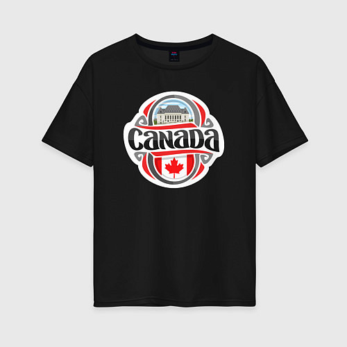 Женская футболка оверсайз Canada country / Черный – фото 1