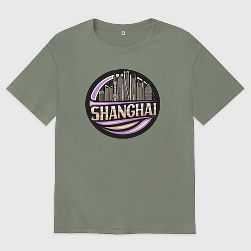 Женская футболка оверсайз Город Шанхай / Авокадо – фото 1