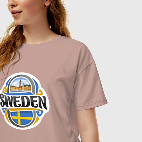 Женская футболка оверсайз Sweden / Пыльно-розовый – фото 3