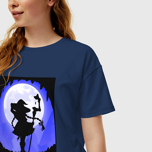 Женская футболка оверсайз Реинкарнация безработного Рокси Мигурдия волшебниц / Тёмно-синий – фото 3