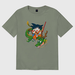 Футболка оверсайз женская Драконий жемчуг Гоку Сон, цвет: авокадо