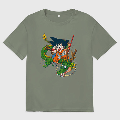 Женская футболка оверсайз Драконий жемчуг Гоку Сон / Авокадо – фото 1