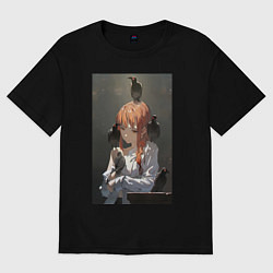 Женская футболка оверсайз Человек-бензопила Макима вороны