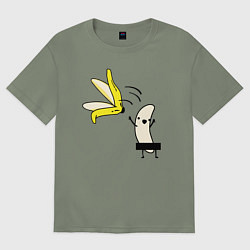 Футболка оверсайз женская Банан показывает стриптиз, цвет: авокадо