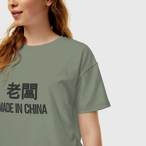 Женская футболка оверсайз Босс - китайский язык / Авокадо – фото 3