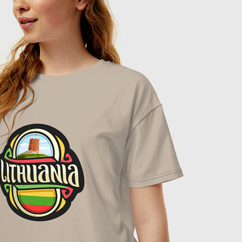 Женская футболка оверсайз Литва / Миндальный – фото 3