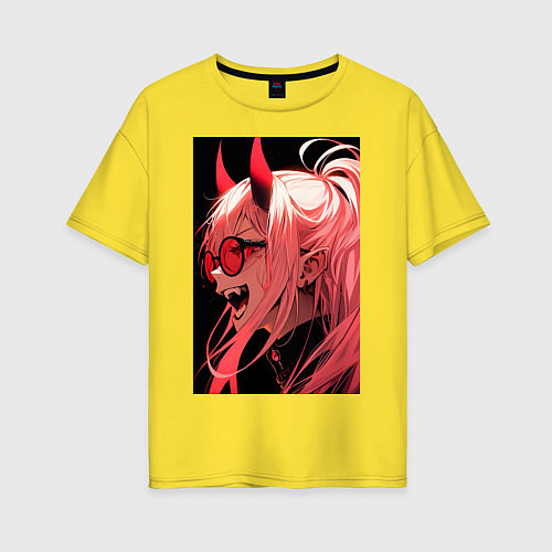 Женская футболка оверсайз Человек-бензопила Пауэр демон крови / Желтый – фото 1