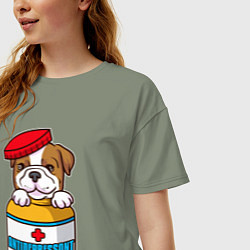 Футболка оверсайз женская Собачка антидепрессант, цвет: авокадо — фото 2