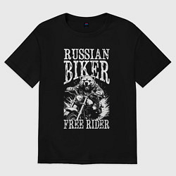 Женская футболка оверсайз Медведь байкер