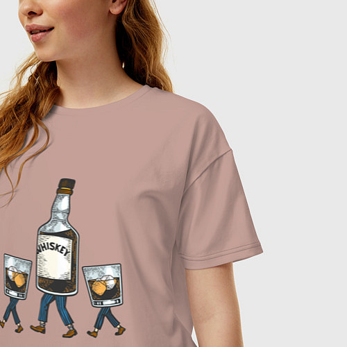 Женская футболка оверсайз Человечки виски / Пыльно-розовый – фото 3