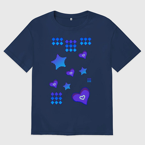 Женская футболка оверсайз Фигурный рисунок / Тёмно-синий – фото 1