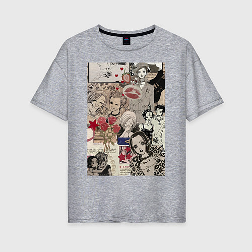 Женская футболка оверсайз Нана Осаки коллаж / Меланж – фото 1